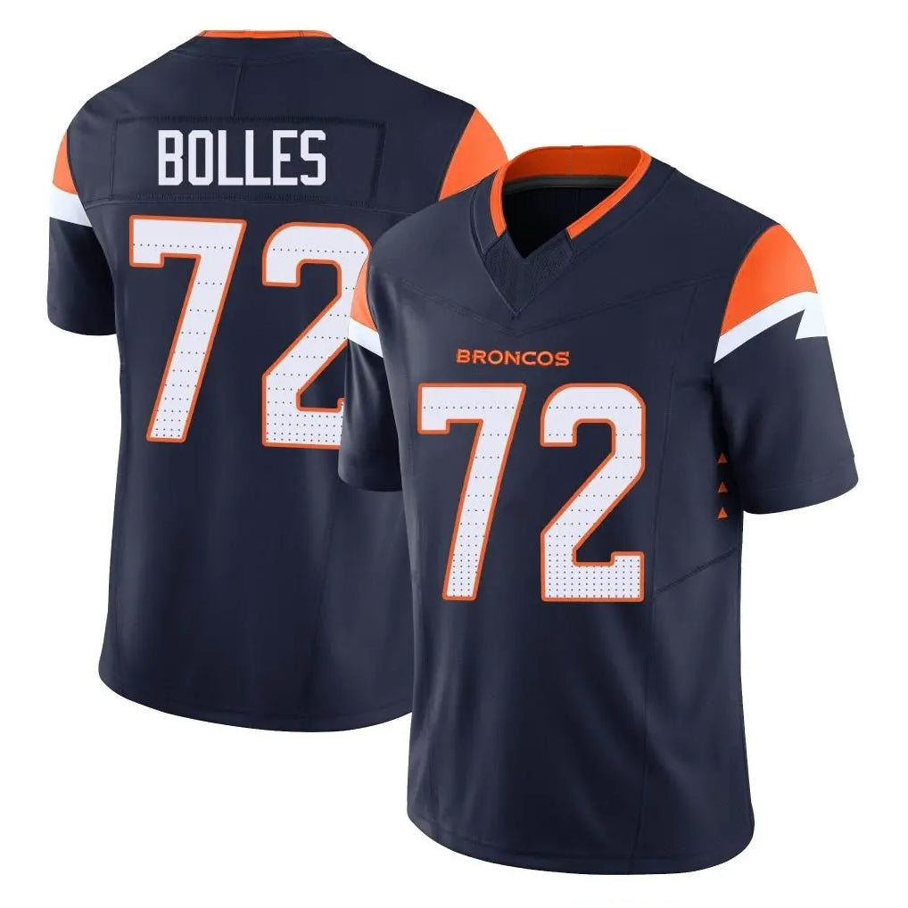 Pouc D.Broncos #72 Garett Bolles Player Navy Limited Vapor F.U.S.E. Home Game Stitched Jerseys