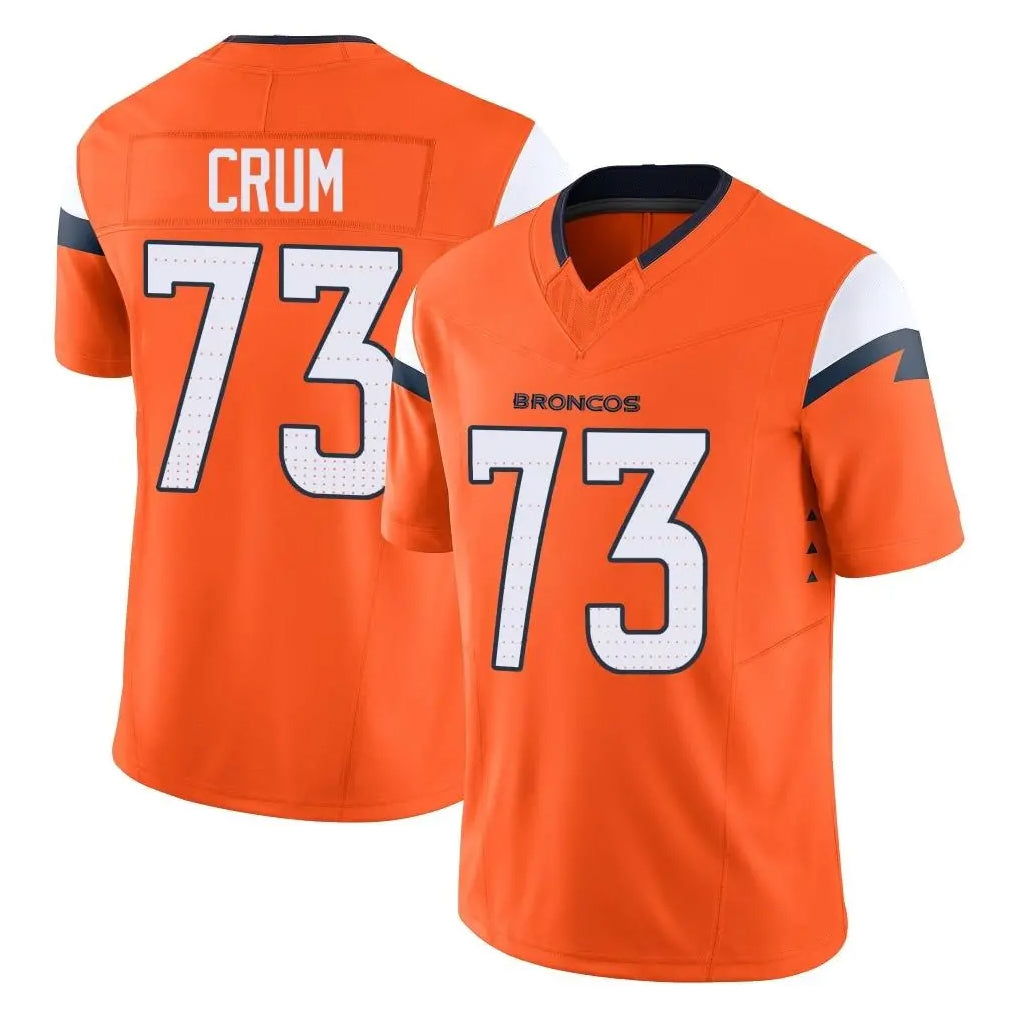 Pouc D.Broncos #73 Frank Crum Player Orange Vapor F.U.S.E. Limited Home Game Stitched Jerseys