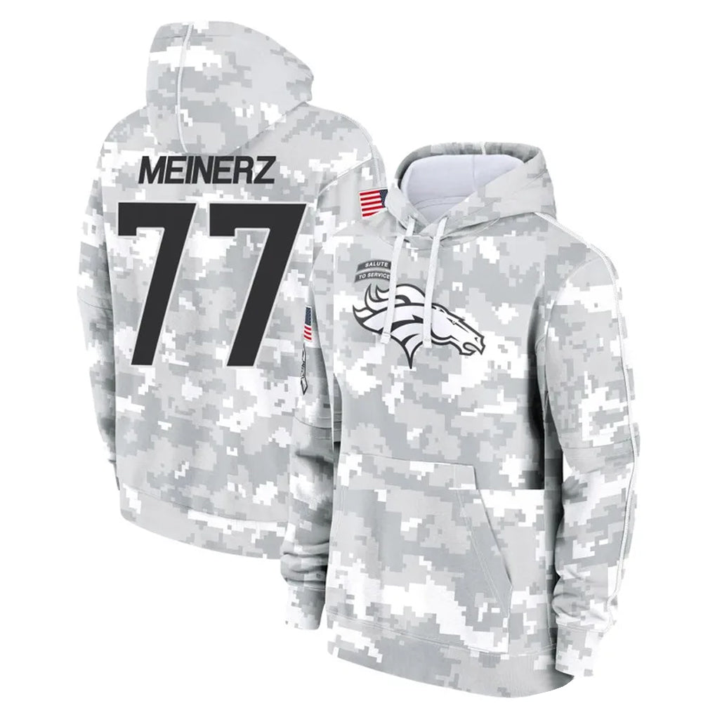 Pouc D.Broncos #77 Quinn Meinerz Player Arctic Camo Salute to Service Hoodies Limited Game Stitched Jerseys