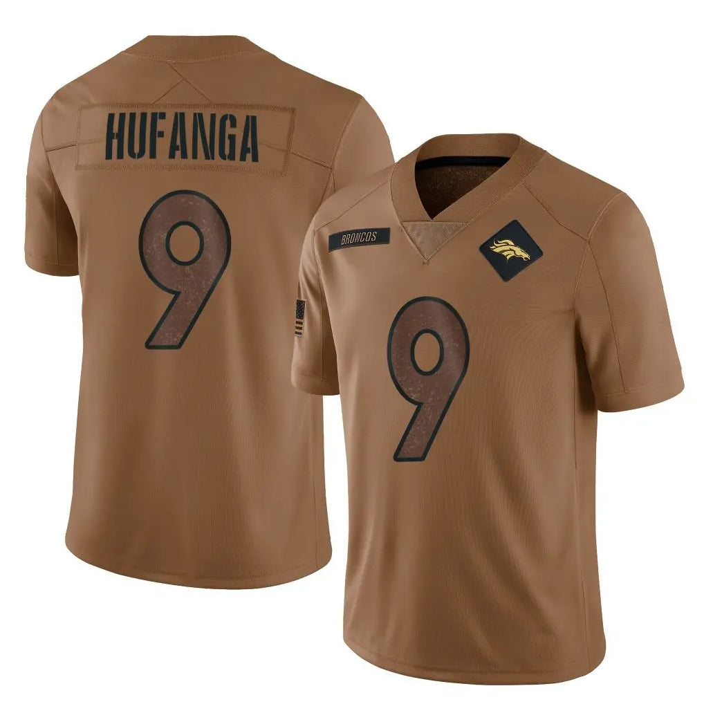 Pouc D.Broncos #9 Talanoa Hufanga Player Brown Salute To Service Limited Stitched Jerseys