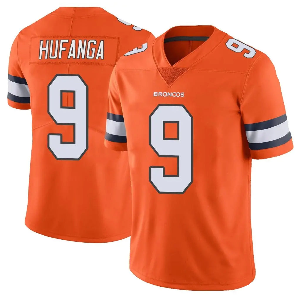 Pouc D.Broncos #9 Talanoa Hufanga Player Orange Vapor Untouchable Limited Home Game Stitched Jerseys