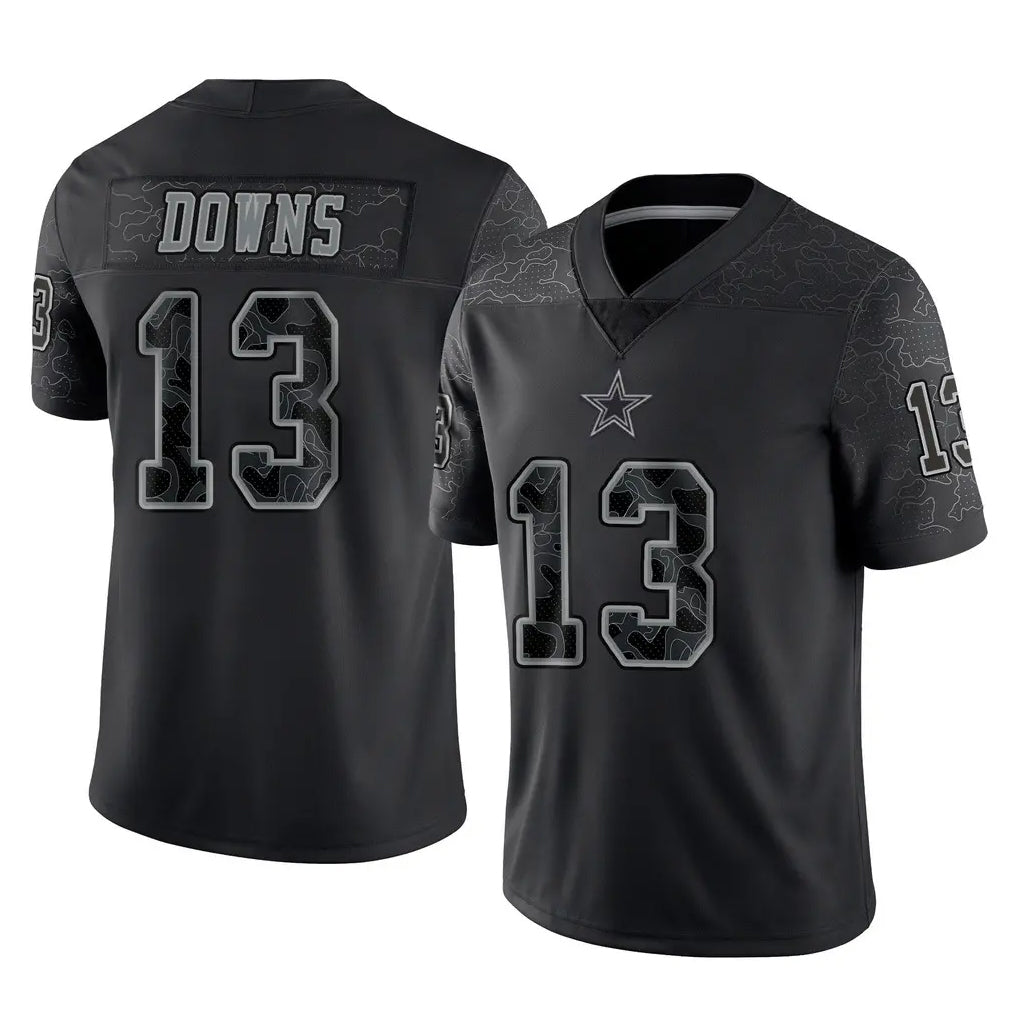 Pouc D.Cowboys #13 Caleb Downs Player Black Limited Reflective Home Game Stitched Jerseys
