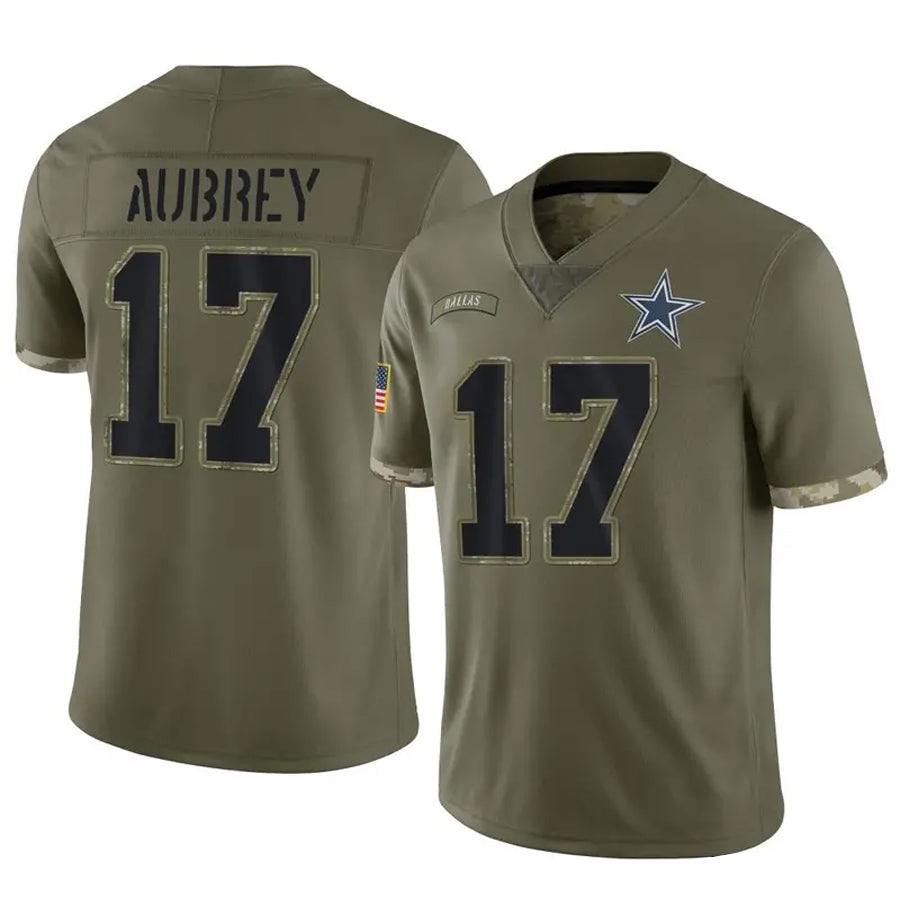 Pouc D.Cowboys #17 Brandon Aubrey Player Salute To Service Olive Stitched Jerseys