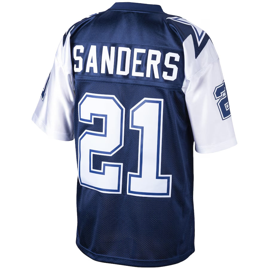 Pouc D.Cowboys #21 Deion Sanders Mitchell & Ness Navy Big & Tall 1995 Retired Player Replica Stitched Jerseys