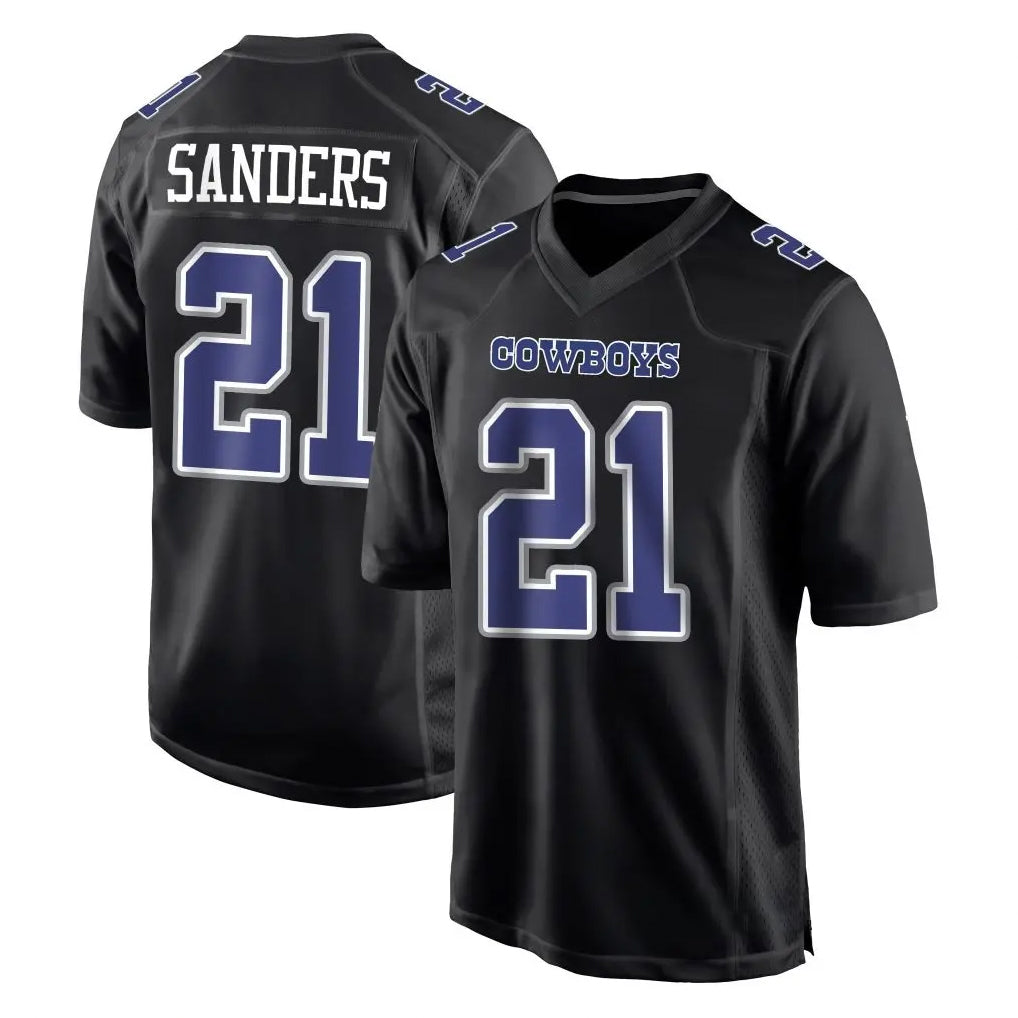 Pouc D.Cowboys #21 Deion Sanders Player Navy Carbon Black Fashion Stitched Jerseys
