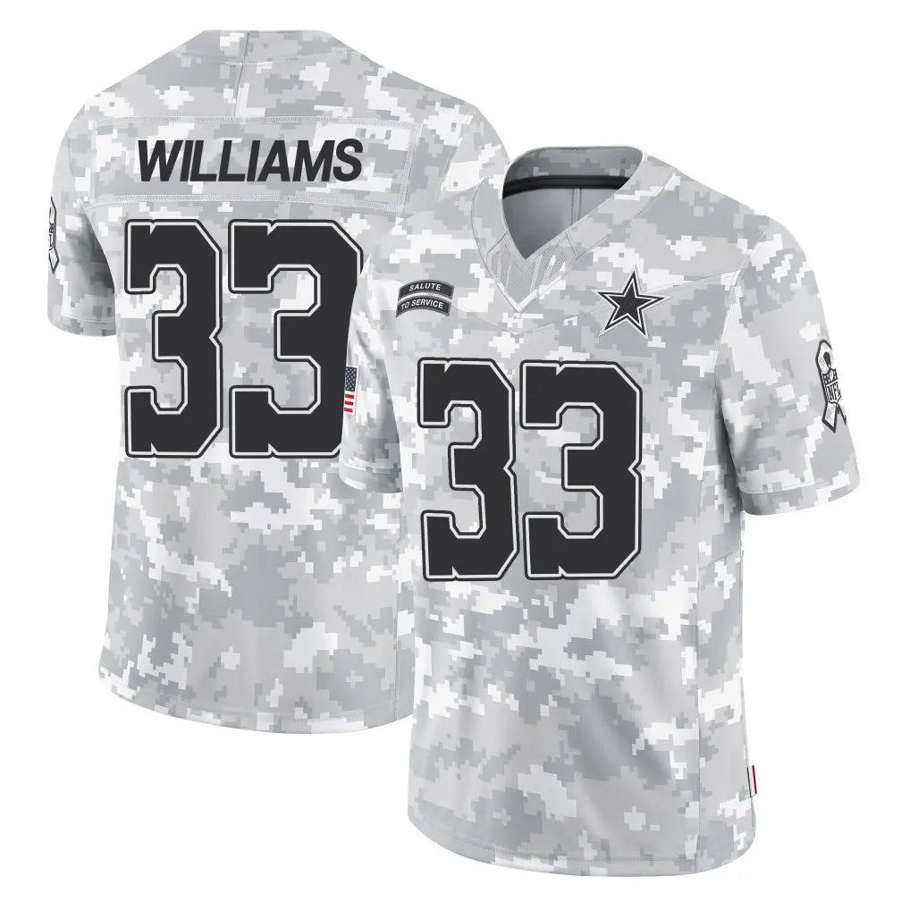 Pouc D.Cowboys #33 Javonte Williams Player Arctic Camo Salute to Service Limited Home Game Stitched Jerseys
