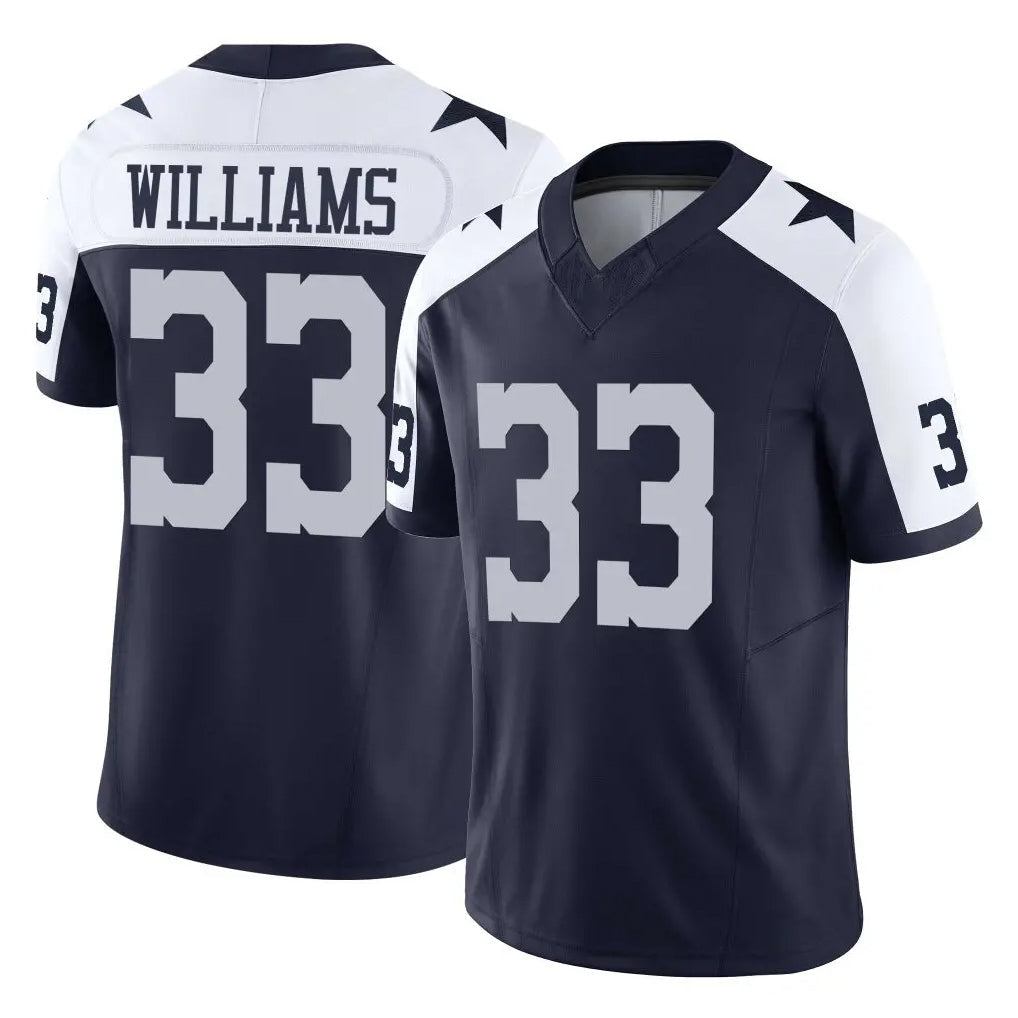 Pouc D.Cowboys #33 Javonte Williams Player Navy-White Limited Alternate Vapor F.U.S.E. Home Game Stitched Jerseys