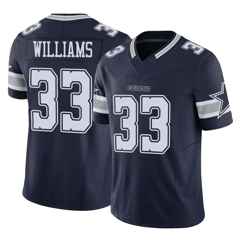 Pouc D.Cowboys #33 Javonte Williams Player Navy Limited Vapor F.U.S.E. Home Game Stitched Jerseys