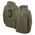 Pouc D.Cowboys #3 George Pickens Player Olive Salute to Service Pullover Hoodies Limited Stitched Jerseys