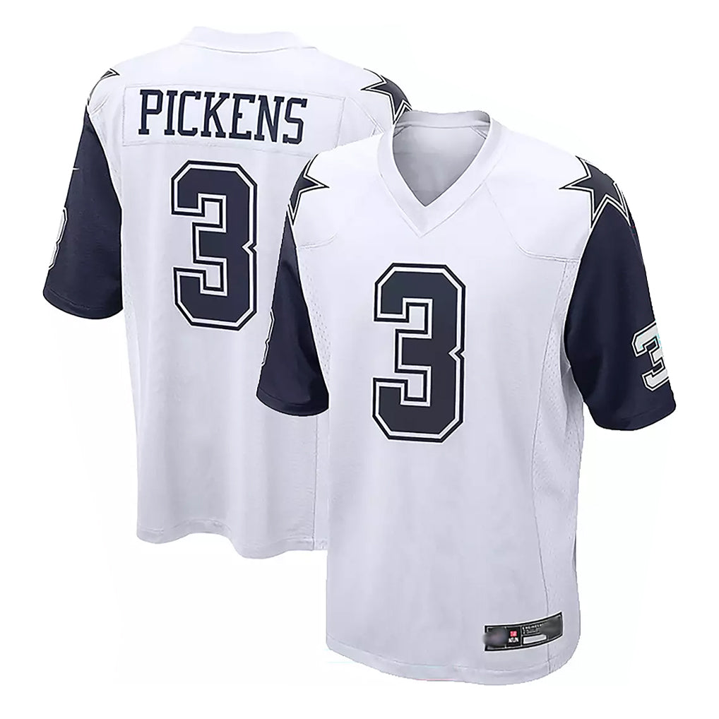 Pouc D.Cowboys #3 George Pickens Player White-Navy Home Game Stitched Jerseys