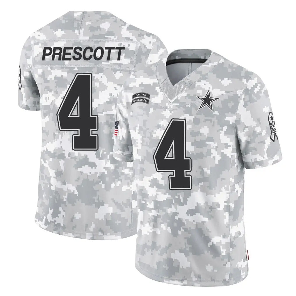 Pouc D.Cowboys #4 Dak Prescott Player Arctic Camo Salute to Service Limited Home Game Stitched Jerseys