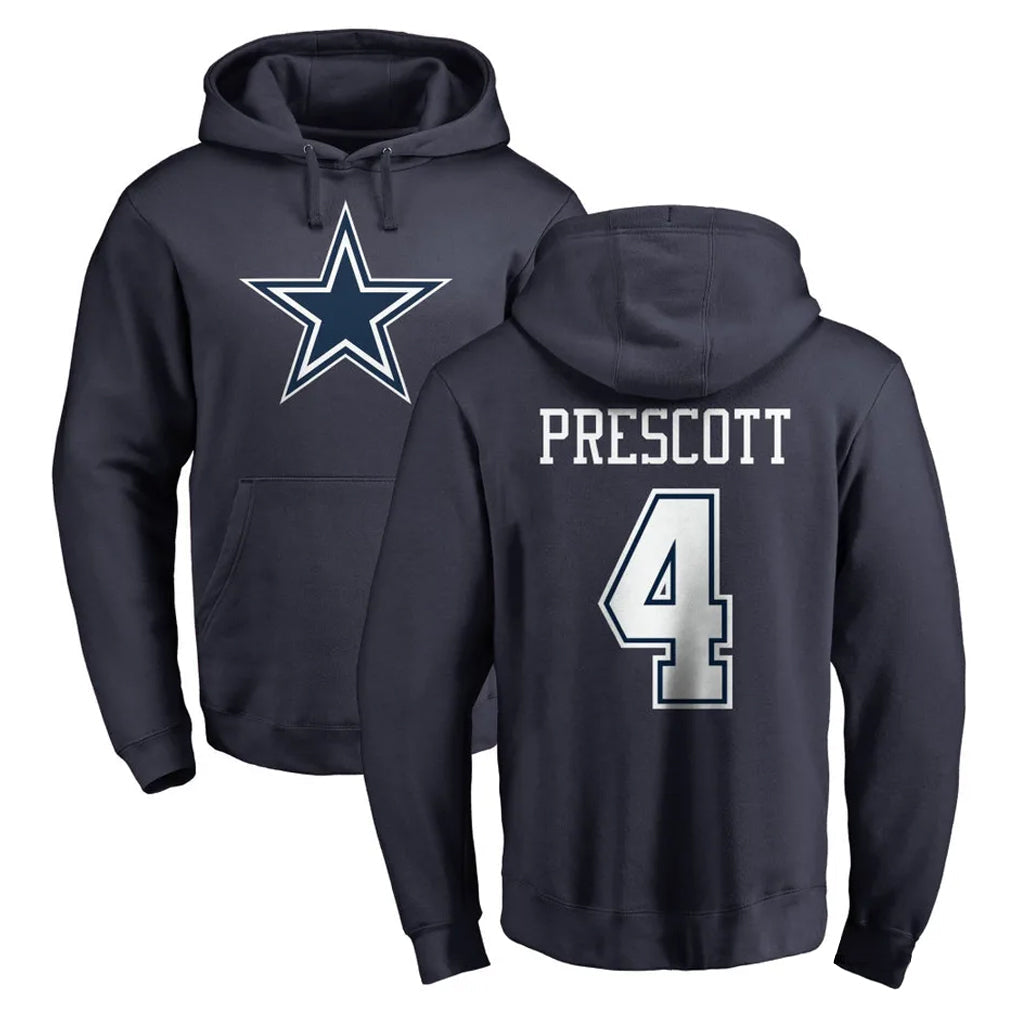 Pouc D.Cowboys #4 Dak Prescott Player Navy Pullover Hoodies Limited Stitched Jerseys