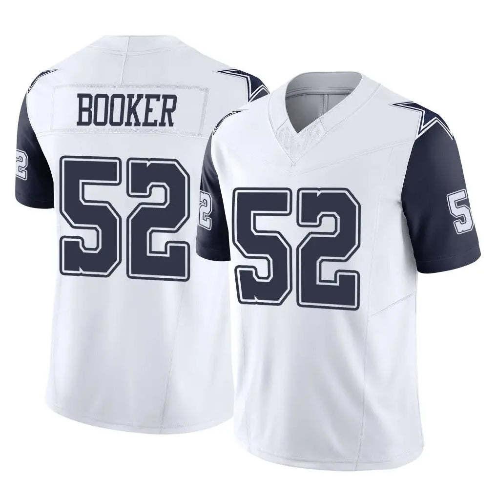 Pouc D.Cowboys #52 Tyler Booker Player White-Navy Limited Vapor F.U.S.E. Home Game Stitched Jerseys