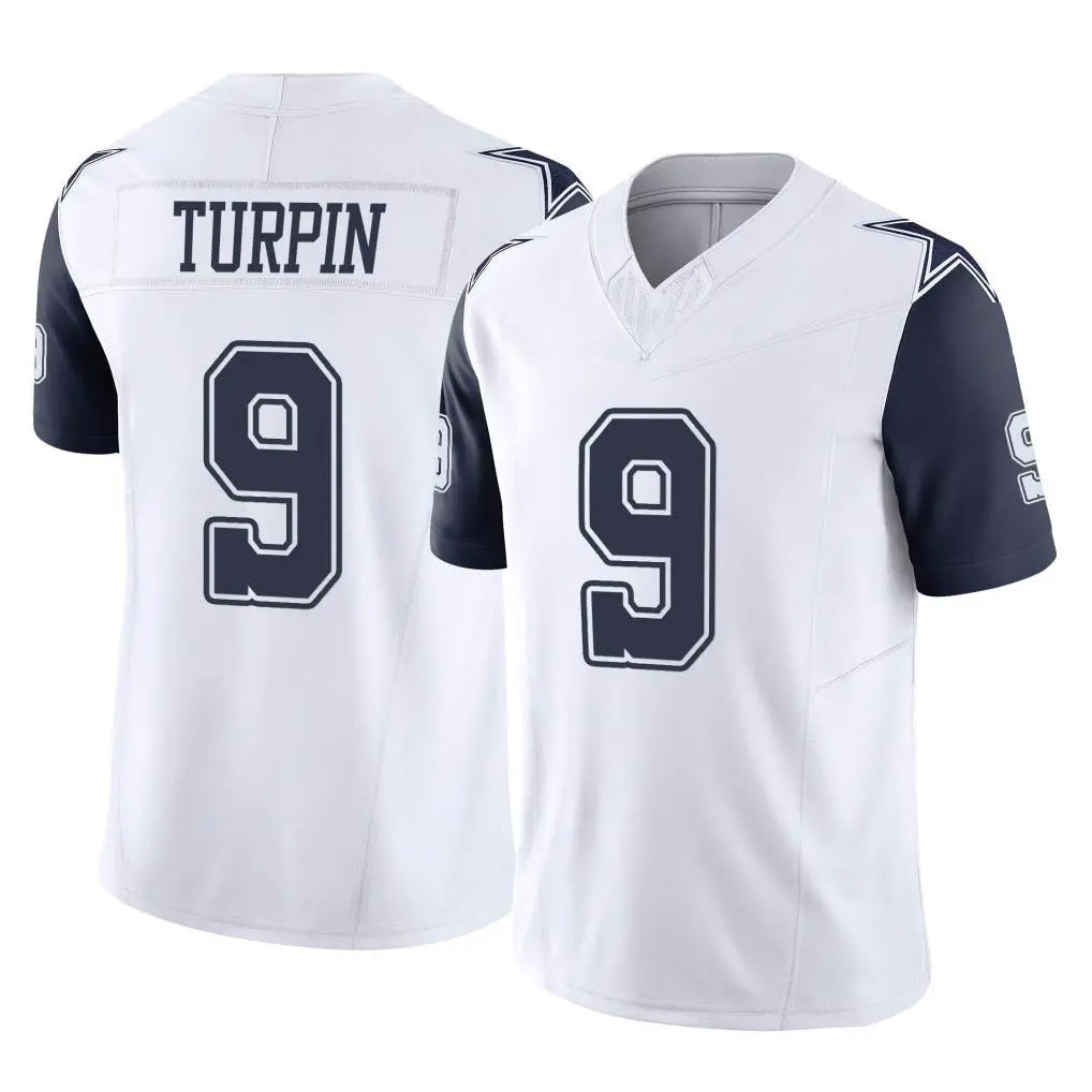 Pouc D.Cowboys #9 KaVontae Turpin Player White-Navy Limited Vapor F.U.S.E. Home Game Stitched Jerseys