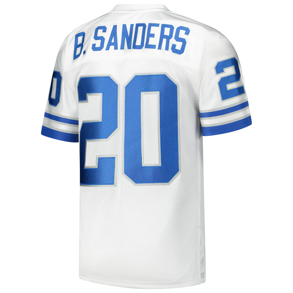 Pouc D.Lions 1994 #20 Barry Sanders Mitchell & Ness White Authentic Throwback Retired Player Stitched Jerseys