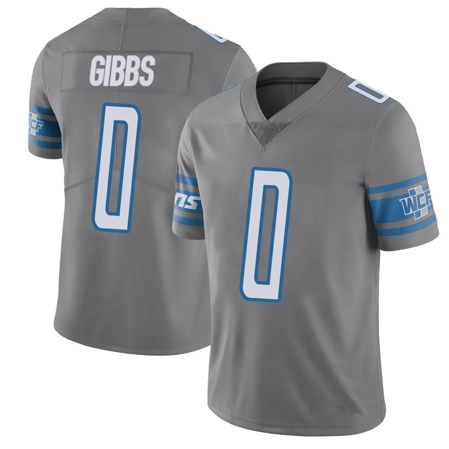 Pouc D.Lions #0 Jahmyr Gibbs Player Gray Vapor F.U.S.E. Limited Stitched Jerseys