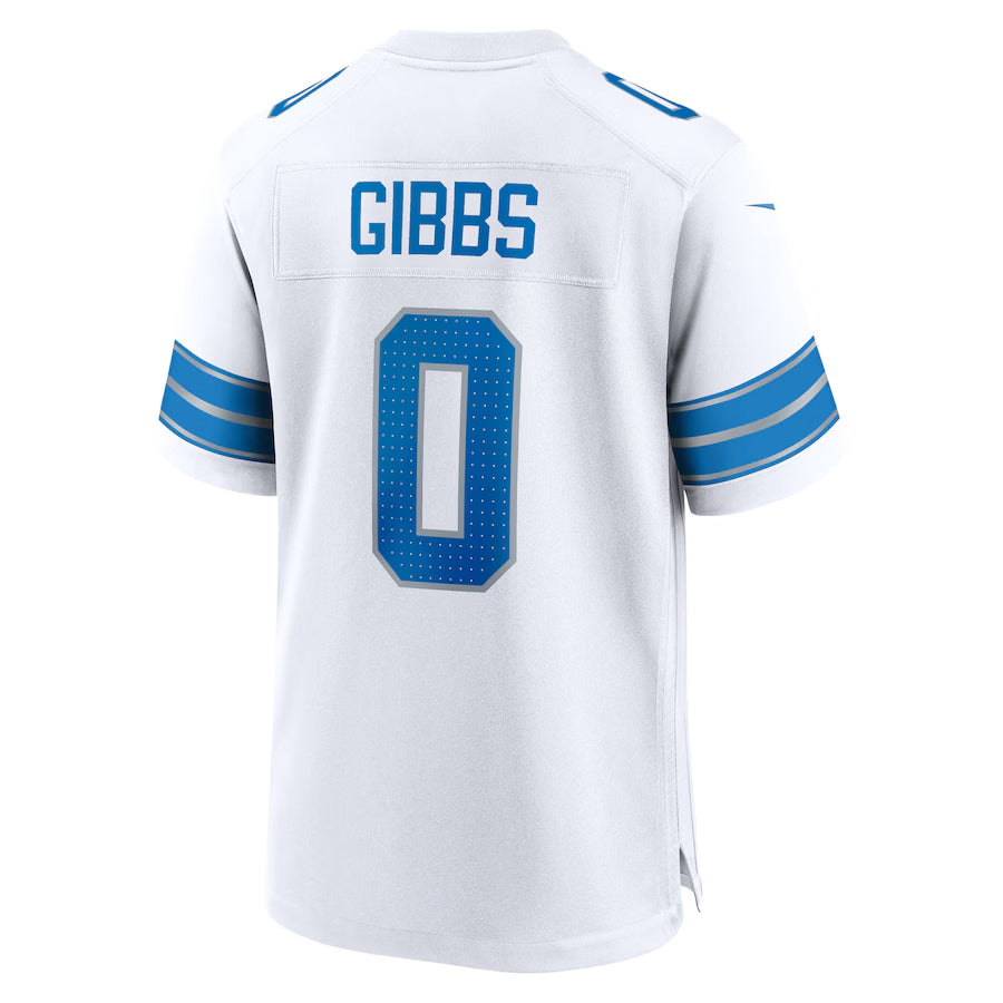 Pouc D.Lions #0 Jahmyr Gibbs Player White Home Game Stitched Jerseys