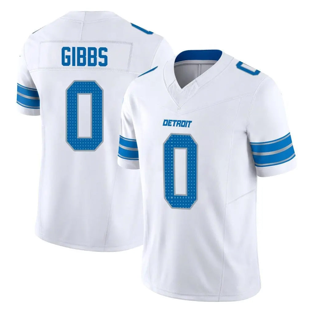 Pouc D.Lions #0 Jahmyr Gibbs Player White Limited Vapor F.U.S.E. Alternate Home Game Stitched Jerseys