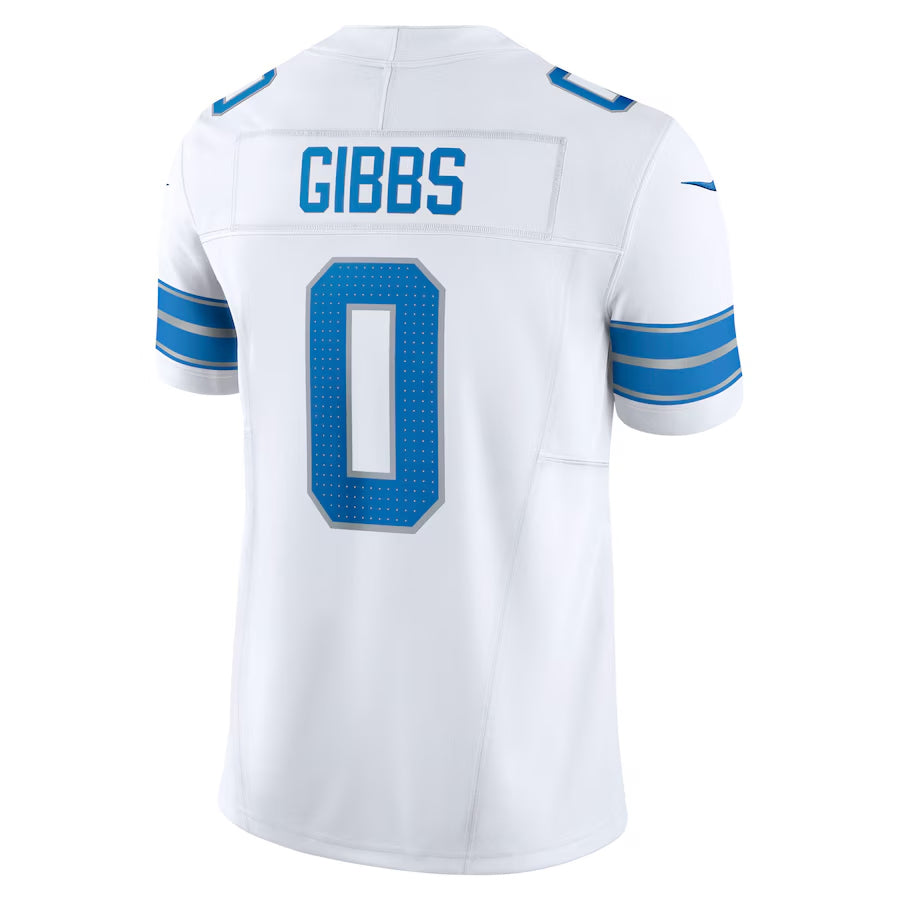 Pouc D.Lions #0 Jahmyr Gibbs Player White Vapor F.U.S.E. Limited Game Stitched Jerseys