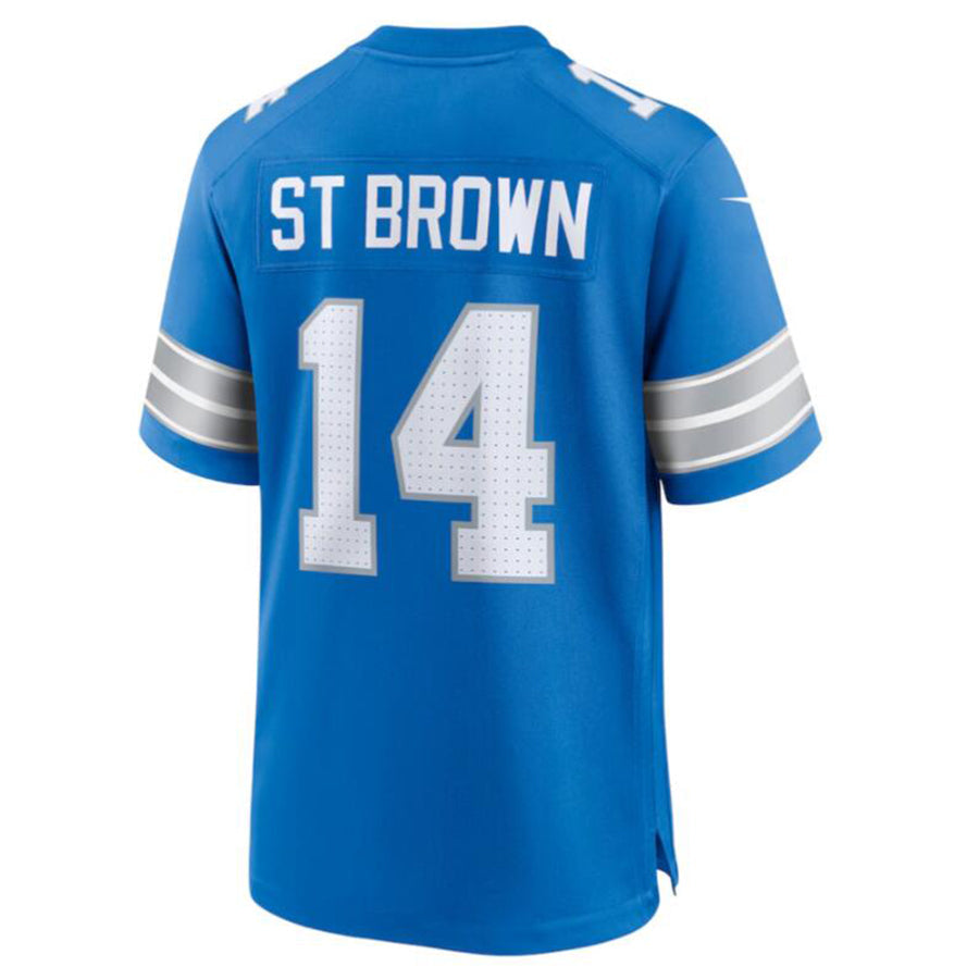 Pouc D.Lions #14 Amon-Ra St. Brown Blue Game Jersey American Stitched Jersey