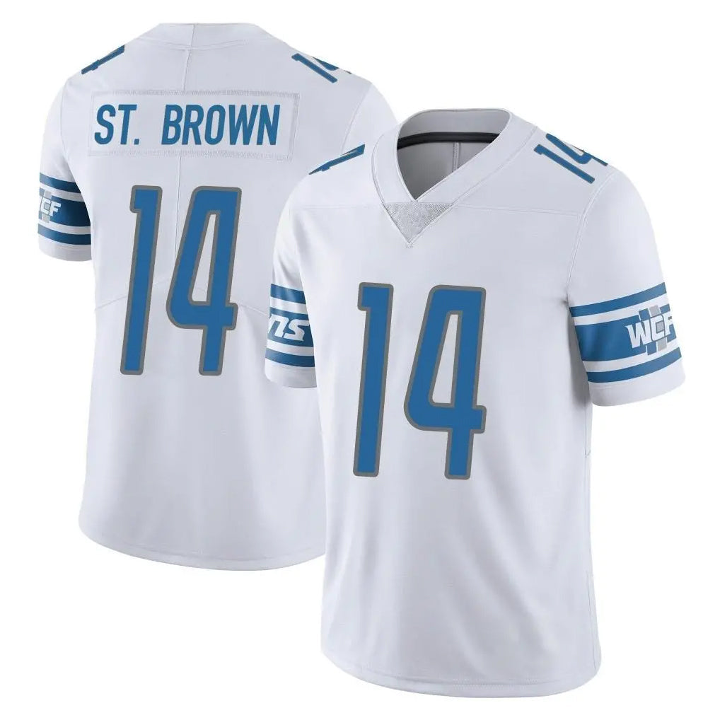 Pouc D.Lions #14 Amon-Ra St. Brown Player White Limited Vapor Untouchable Home Game Stitched Jerseys