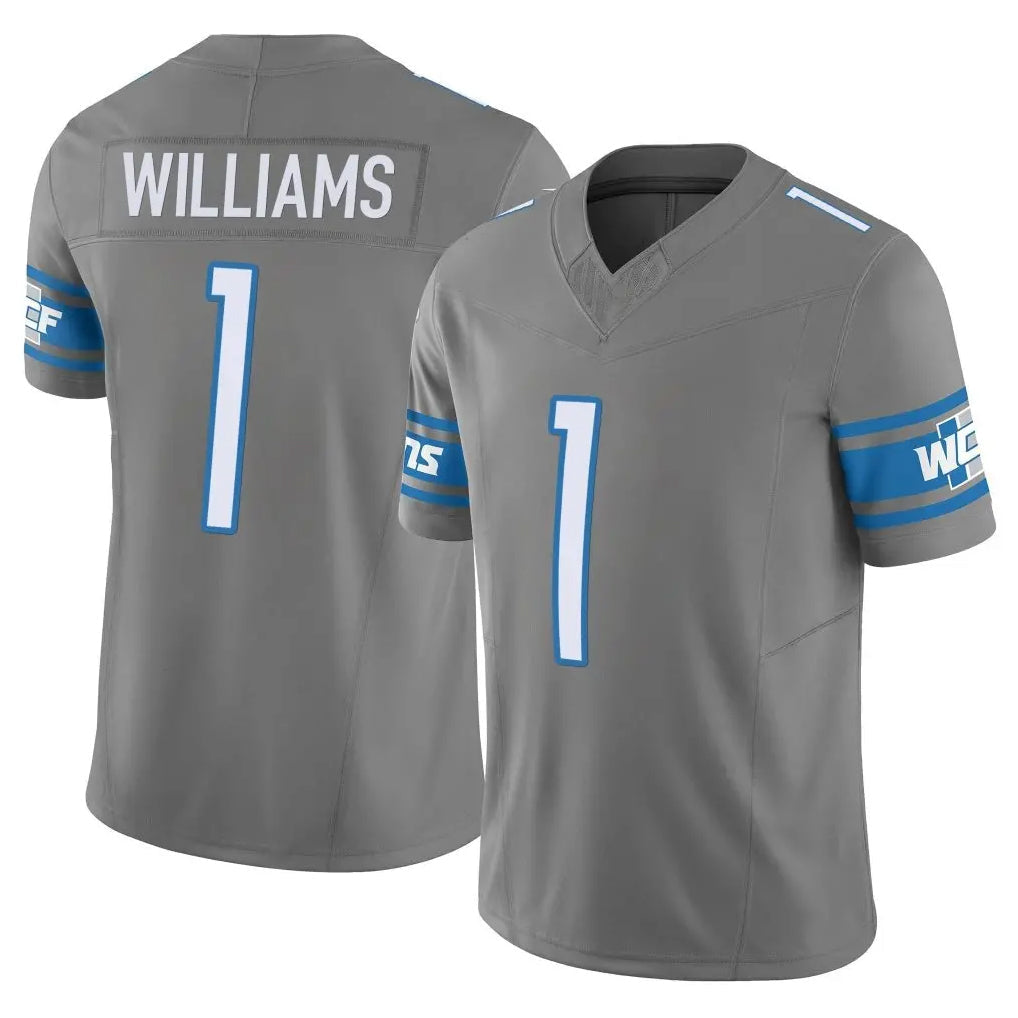 Pouc D.Lions #1 Jameson Williams Player Gray Vapor F.U.S.E. Limited Home Game Stitched Jerseys