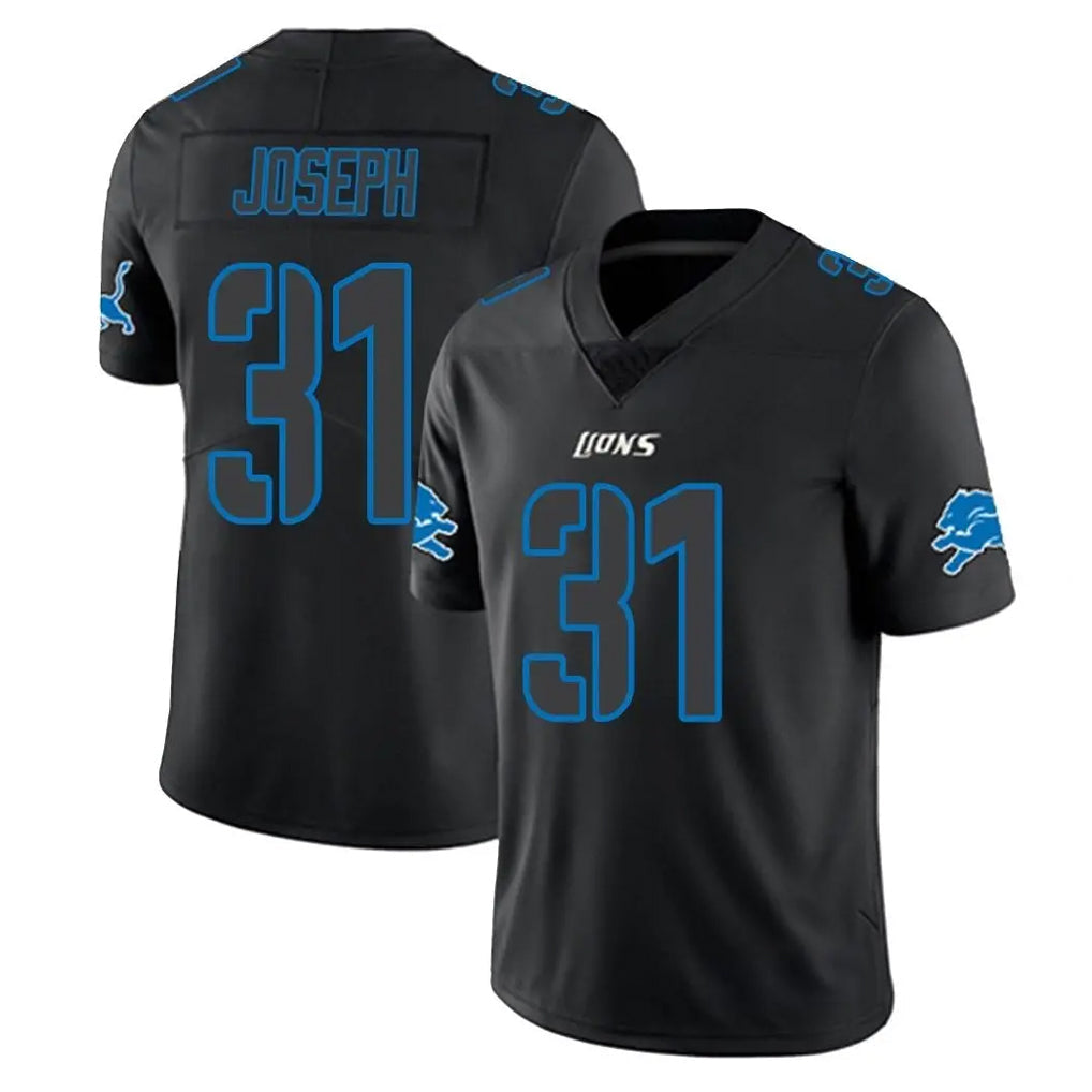 Pouc D.Lions #31 Kerby Joseph Player Black Impact Limited Home Game Stitched Jerseys