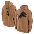Pouc D.Lions #4 D.J. Reed Player Brown Salute to Service Hoodies Limited Game Stitched Jerseys