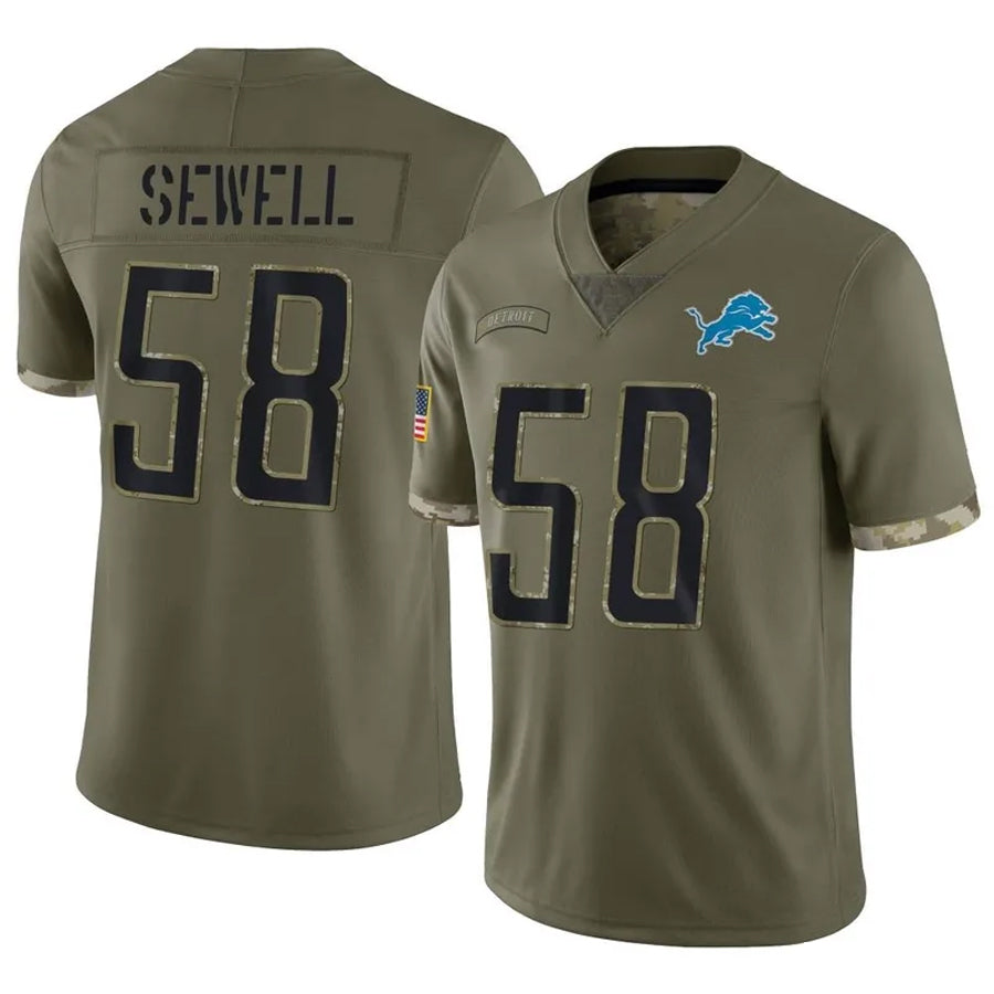 Pouc D.Lions #58 Penei Sewell Player Salute To Service Olive Stitched Jerseys