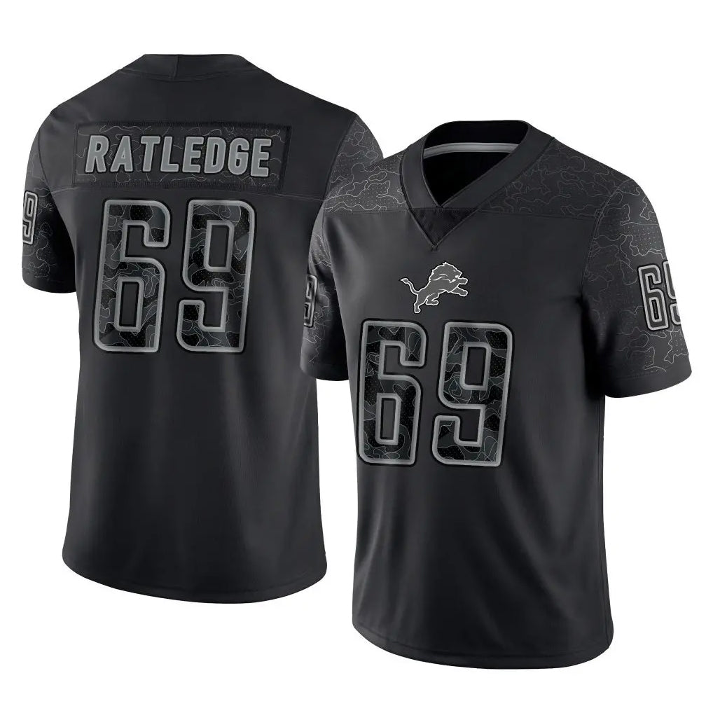 Pouc D.Lions #69 Tate Ratledge Player Black Reflective Limited Home Game Stitched Jerseys