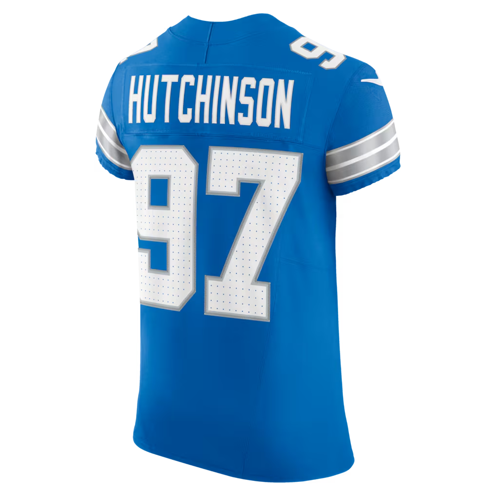 Pouc D.Lions #97 Aidan Hutchinson Blue Team Vapor F.U.S.E. Elite Stitched Jerseys
