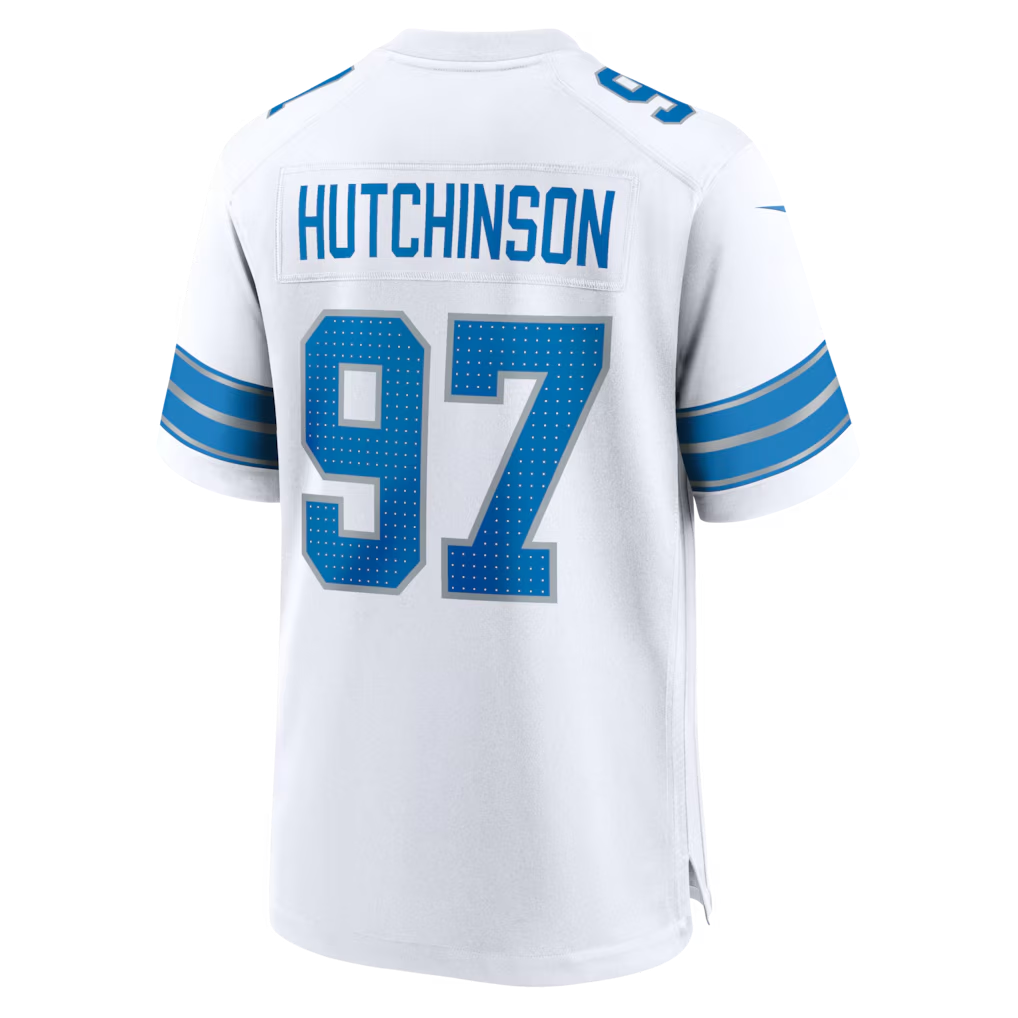 Pouc D.Lions #97 Aidan Hutchinson White Game Stitched Jerseys