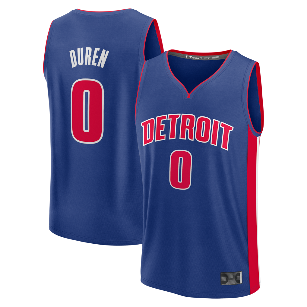 Pouc D.Pistons #0 Jalen Duren  Blue Fast Break Replica Jerseys - Icon Edition