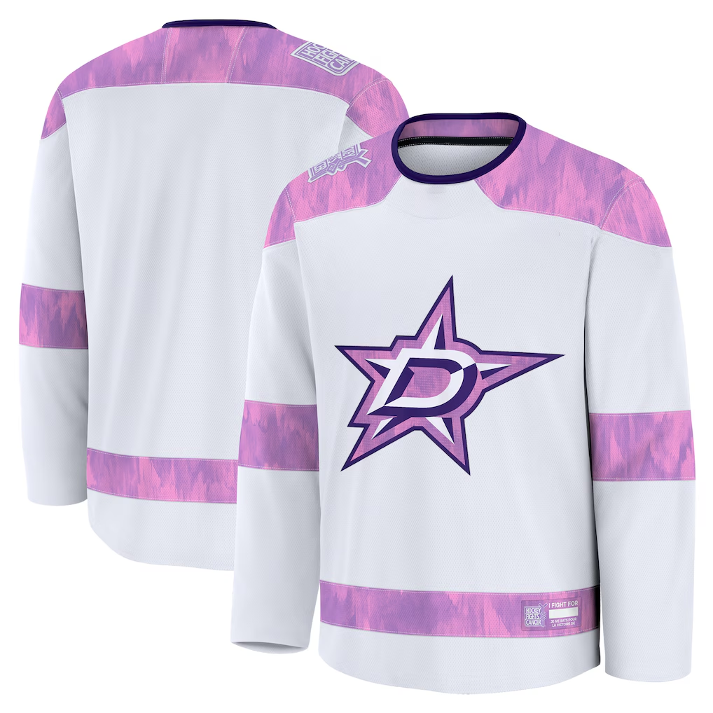Pouc D.Stars White 2024 Hockey Fights Cancer Practice Jerseys