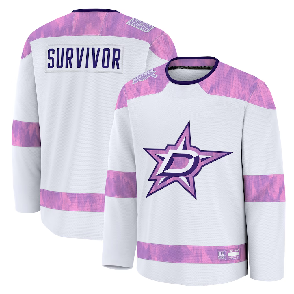 Pouc D.Stars White Hockey Fights Cancer Survivor Practice Jerseys