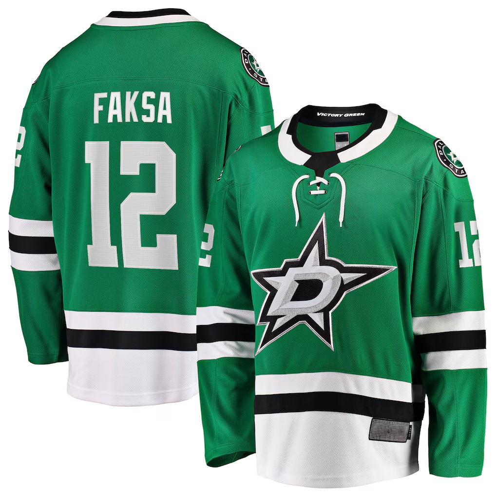 Pouc D.Stars #12 Radek Faksa Kelly Green Home Breakaway Jerseys