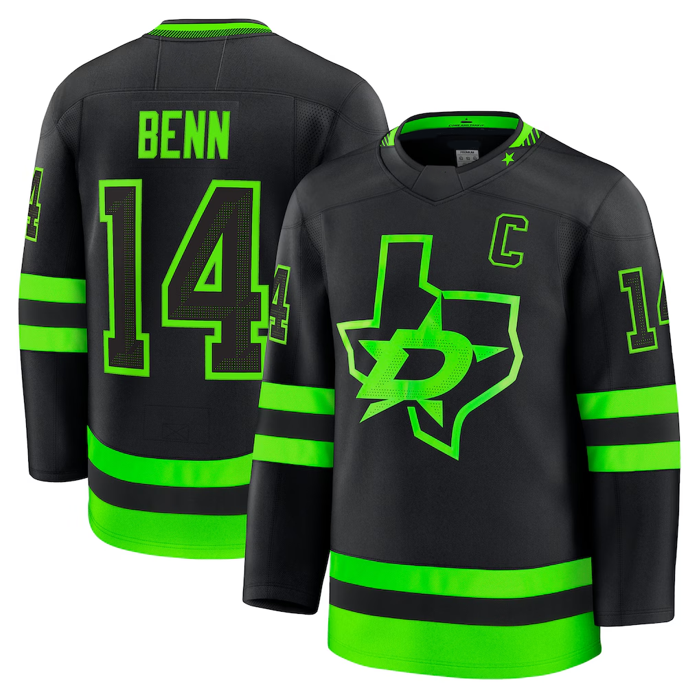 Pouc D.Stars #14 Jamie Benn Black Alternate Premium Jerseys