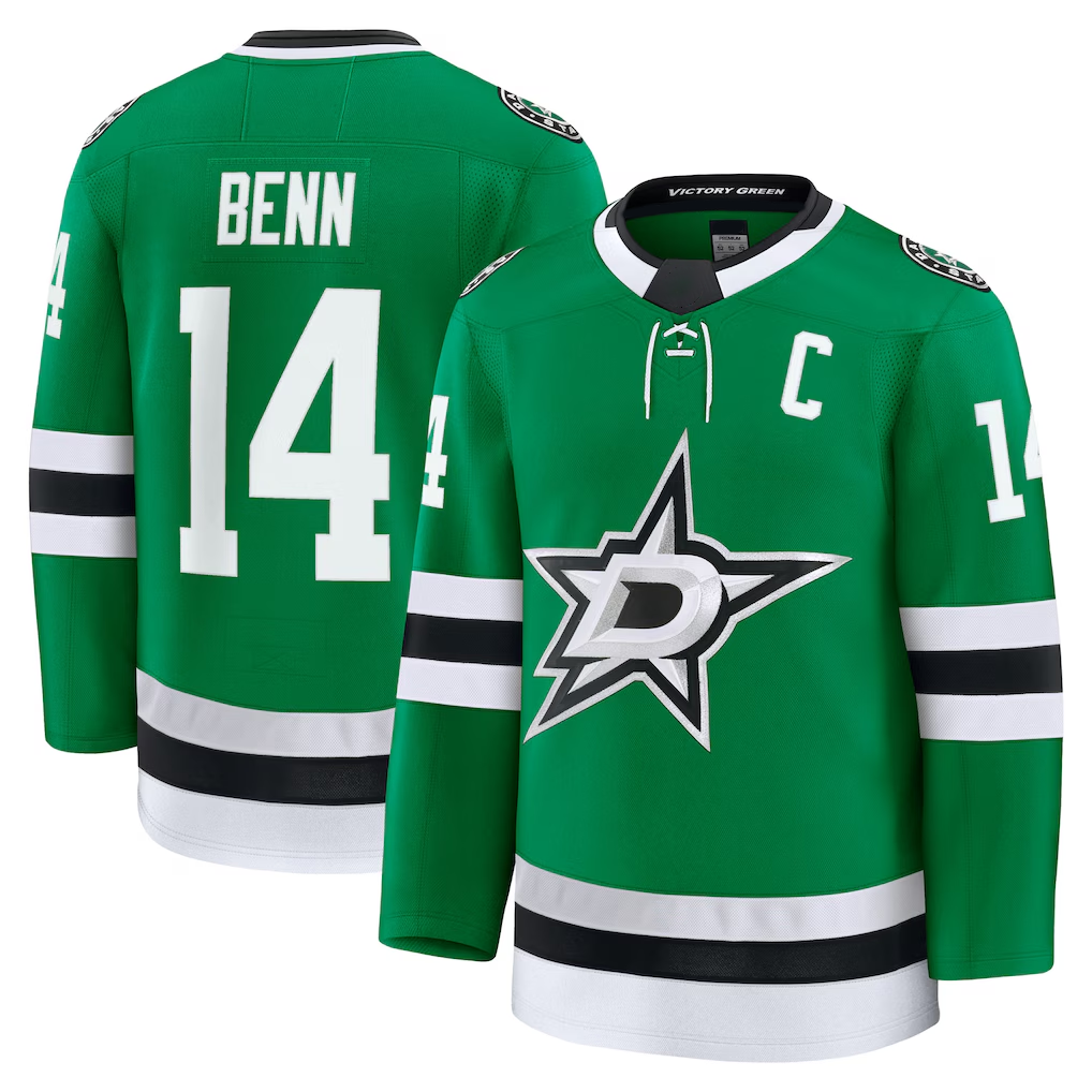 Pouc D.Stars #14 Jamie Benn Kelly Green Home Premium Jerseys
