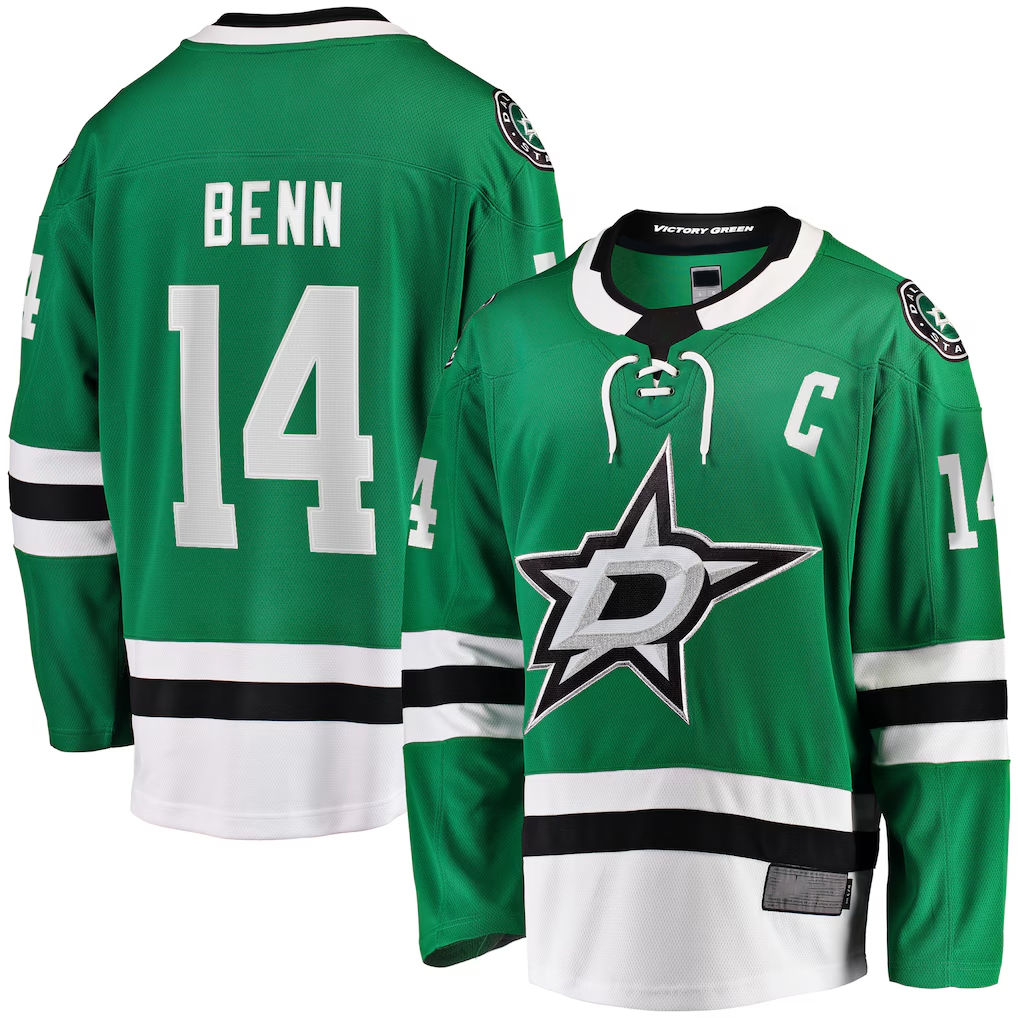 Pouc D.Stars #14 Jamie Benn Kelly Green Home Premium Jerseys