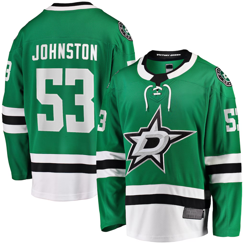 Pouc D.Stars #53 Wyatt Johnston Kelly Green Home Breakaway Player Jerseys