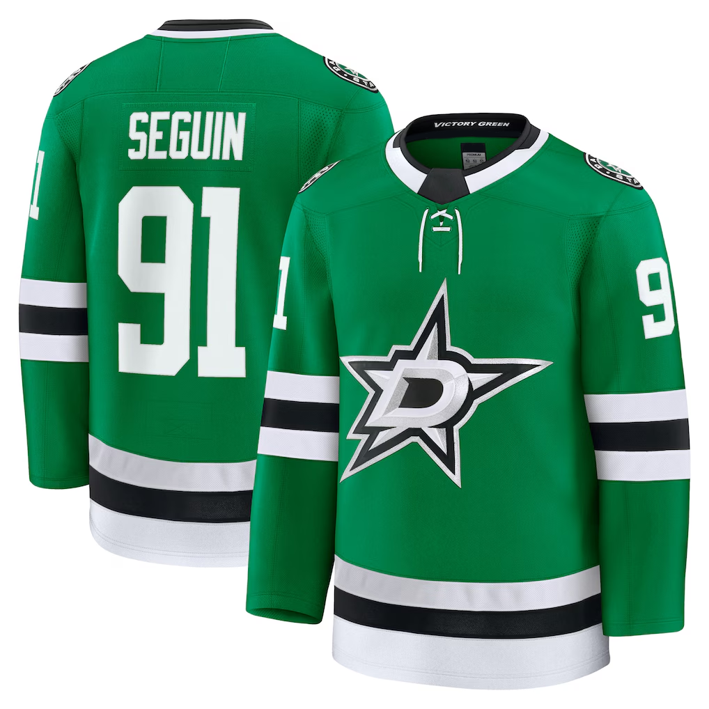 Pouc D.Stars #91 Tyler Seguin Kelly Green Home Premium Jerseys