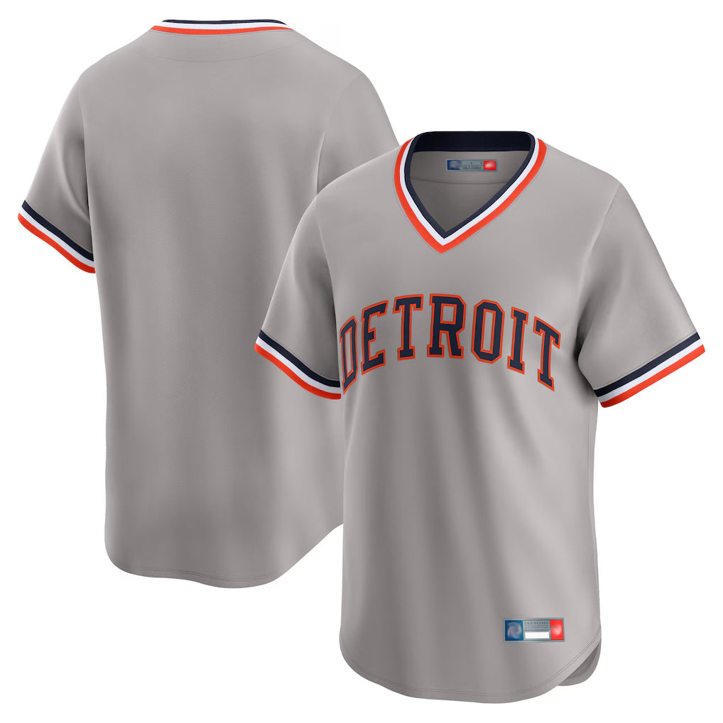 Pouc D.Tigers Gray Cooperstown T-shirt Home Game Blank Player Stitched Jerseys