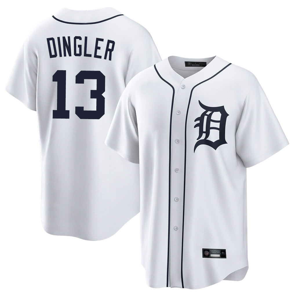 Pouc D.Tigers #13 Dillon Dingler Player White Home Game Stitched Jerseys