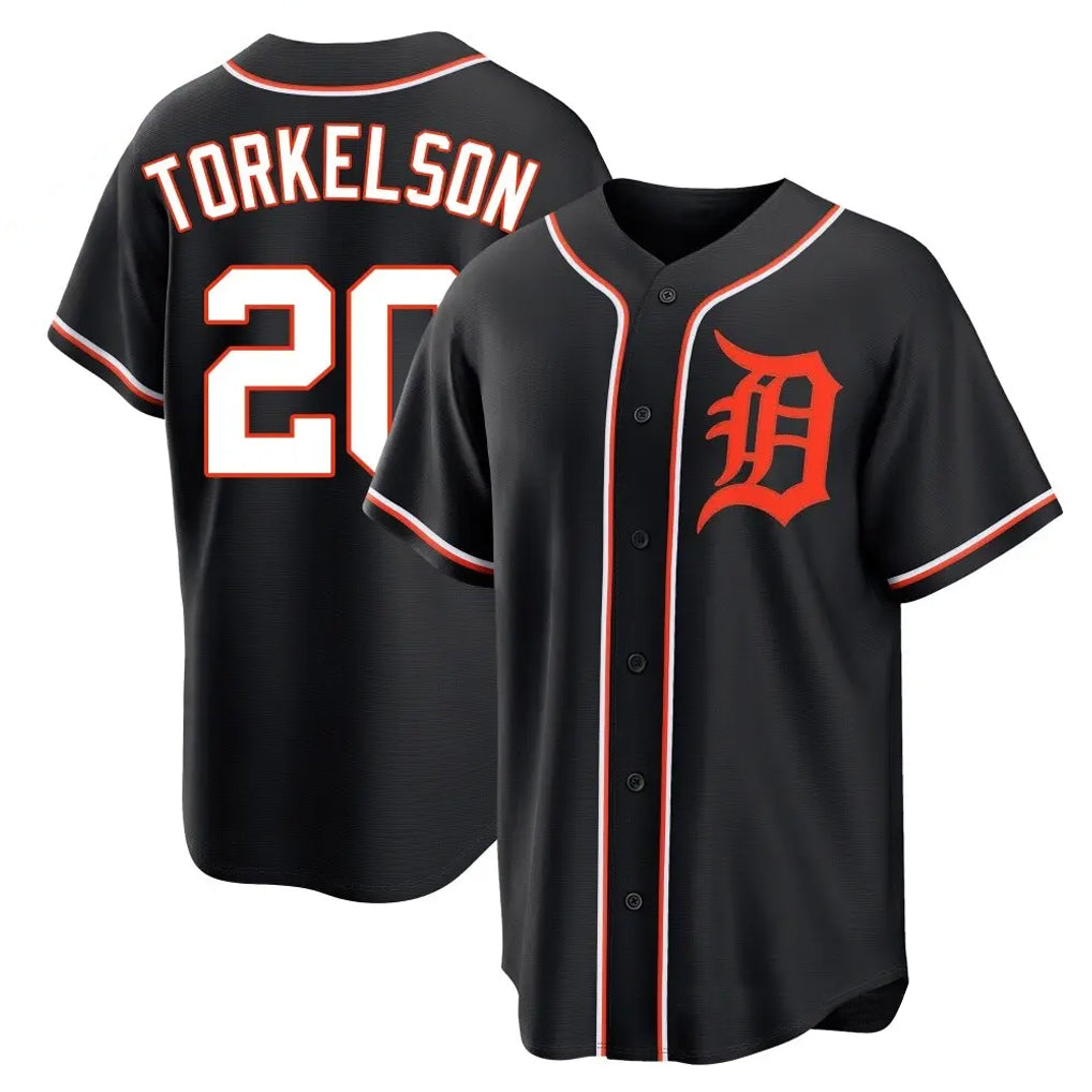 Pouc D.Tigers #20 Spencer Torkelson Player Black Fashion Out Home Game Stitched Jerseys