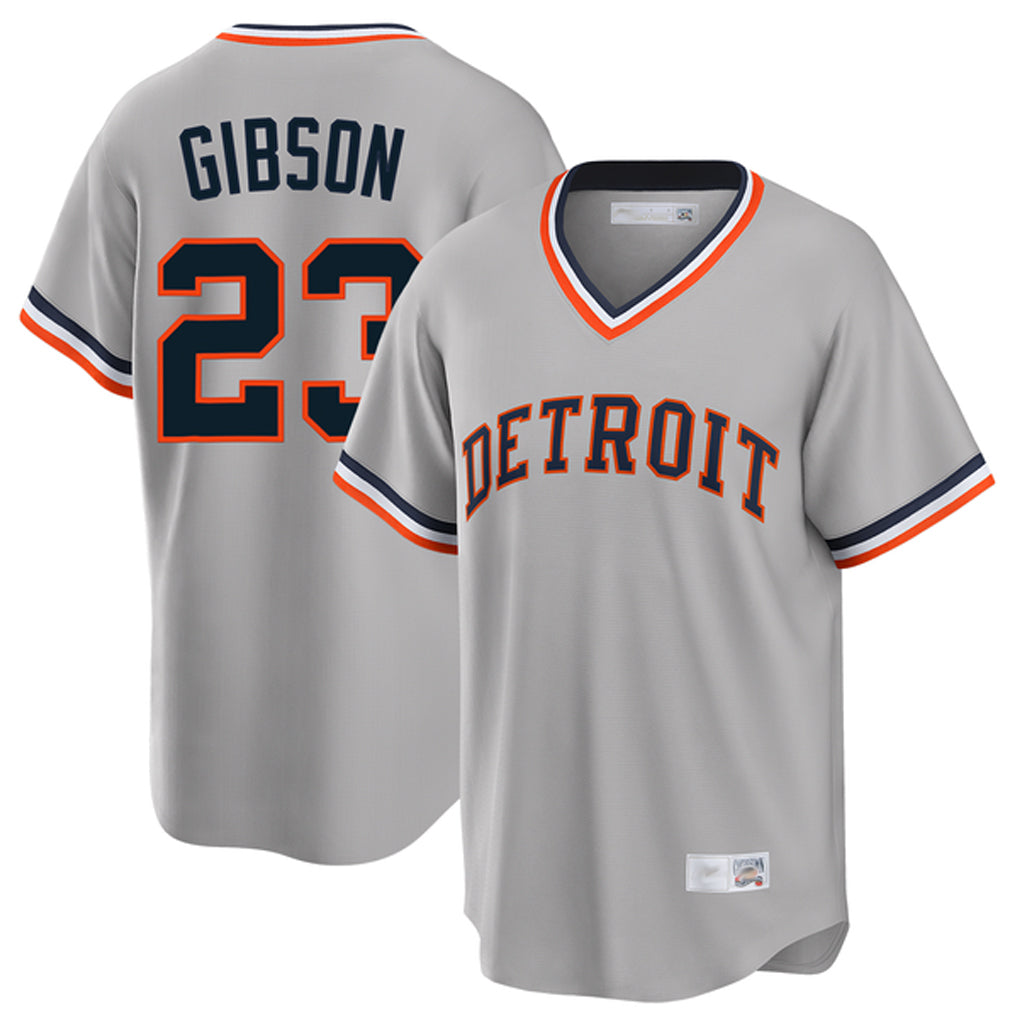 Pouc D.Tigers #23 Kirk Gibson Player Gray Cooperstown T-shirt Home Game Stitched Jerseys