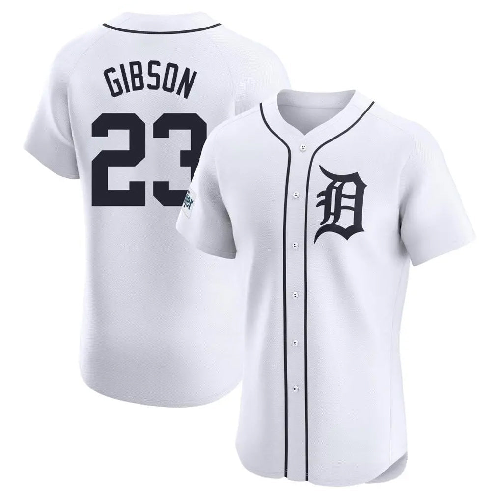 Pouc D.Tigers #23 Kirk Gibson Player White Limited Elite Home Stitched Jerseys