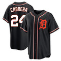 Pouc D.Tigers #24 Miguel Cabrera Player Black Fashion Out Home Game Stitched Jerseys