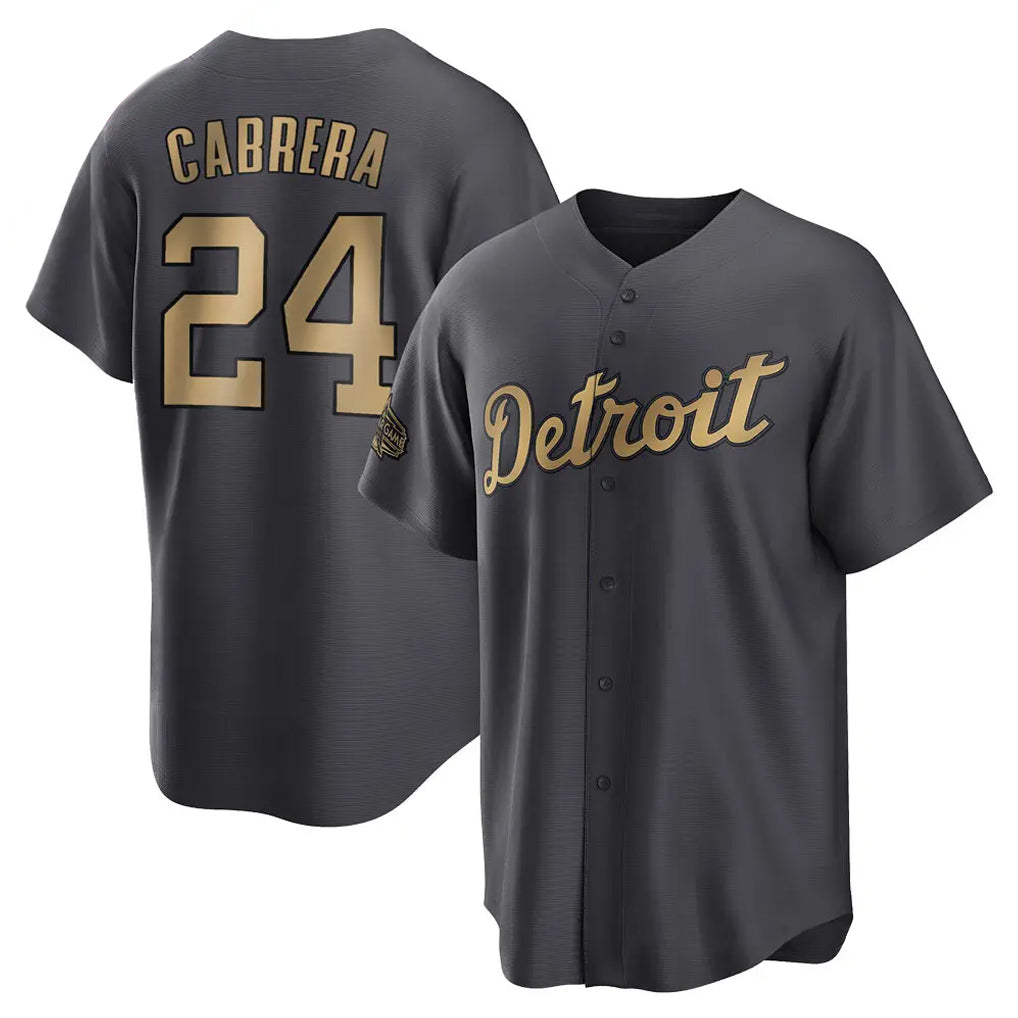 Pouc D.Tigers #24 Miguel Cabrera Player Charcoal All-Star Home Game Stitched Jerseys
