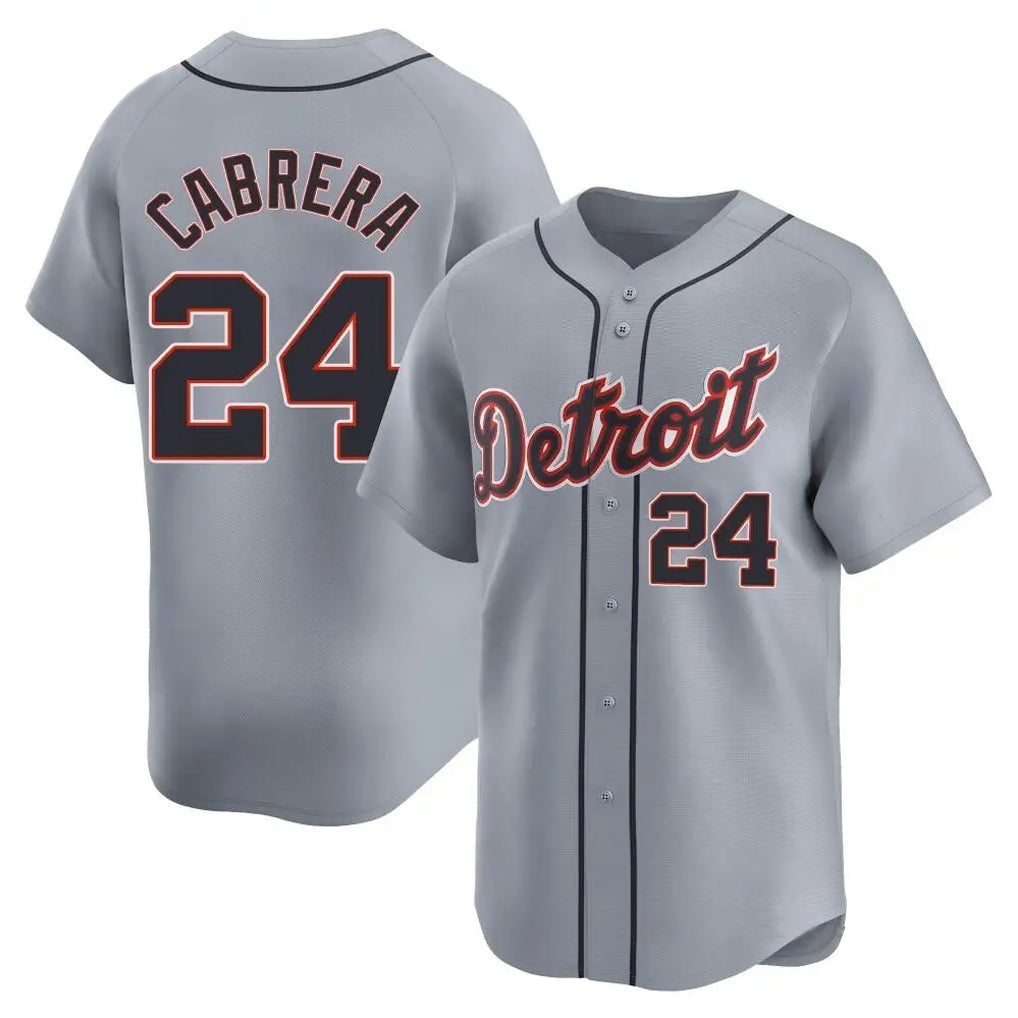 Pouc D.Tigers #24 Miguel Cabrera Player Gray Home Limited Stitched Jerseys