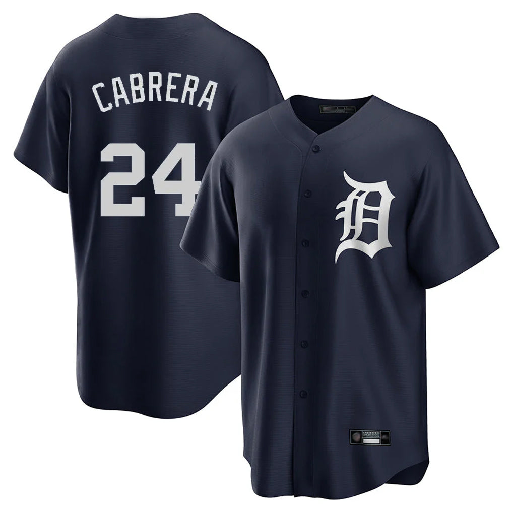 Pouc D.Tigers #24 Miguel Cabrera Player Navy Game Home Stitched Jerseys